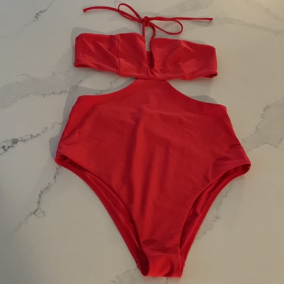 aerie Swim Aerie Onepiece Cutout Swimsuit Red Style 934 Poshmark